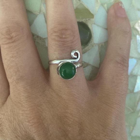 Jewelry - 💥FIRM Sale💥 925 Sterling Silver Green Quartz Gemstone Adjustable Ring